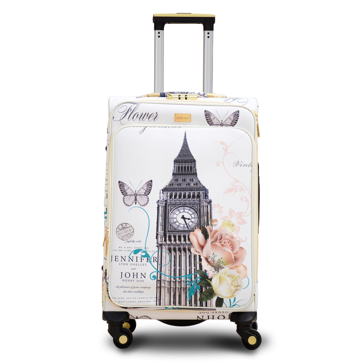 Butterfly PU Printed Tower Material Luggage | Soft shell Trolley Bag | 4 Pcs Set 7, 20, 24 and 28 Inches