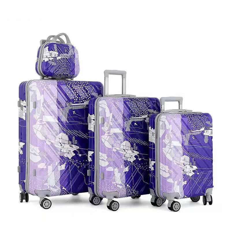 Printed Light Weight Luggage Plain Root Blue with Spinner Wheels | 4 Pcs Set 7" 20" 24" 28 inches